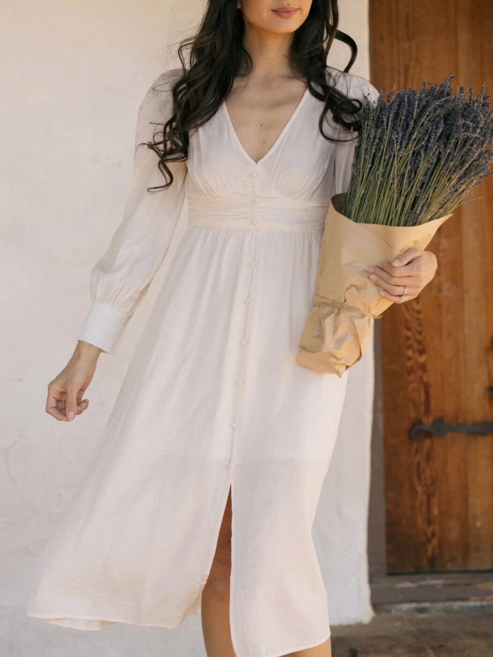 By the River Cottagecore Cream Dress